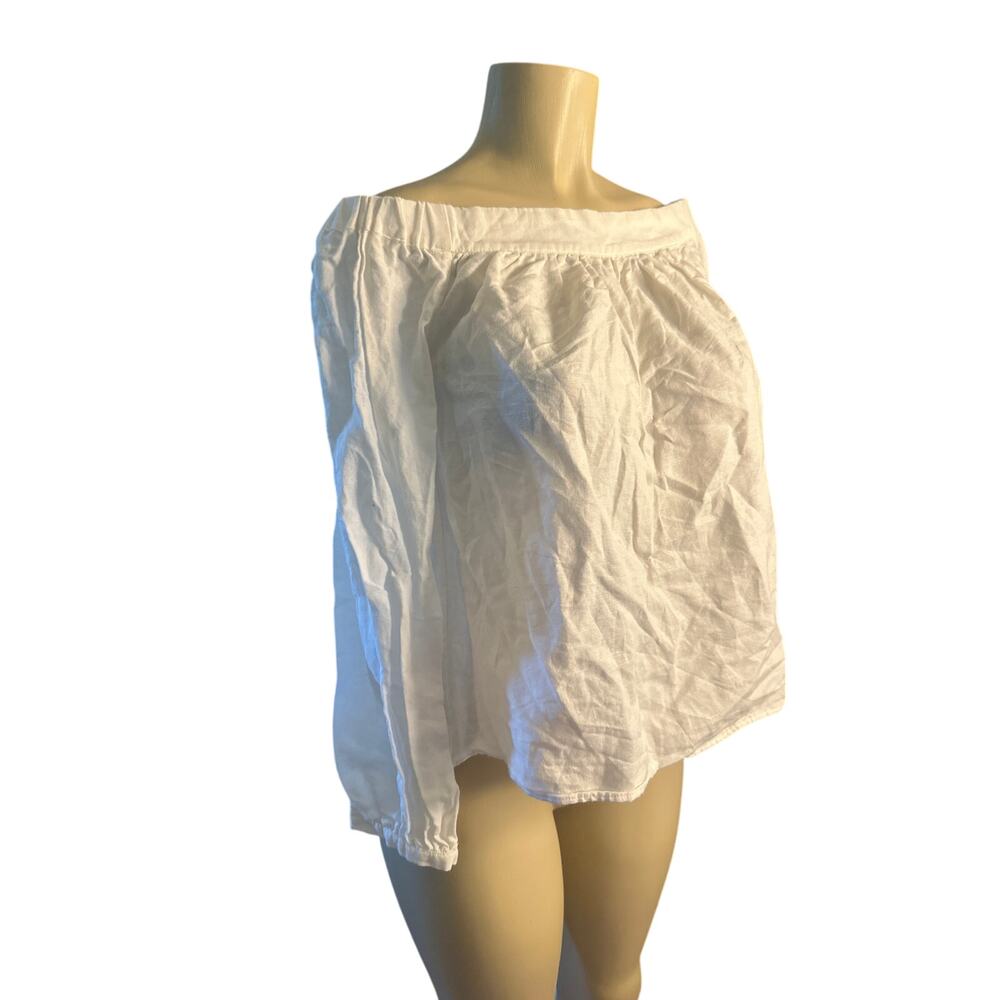 Women S L'Academie Los Angeles White Off-Shoulder Blouse Shirt Top